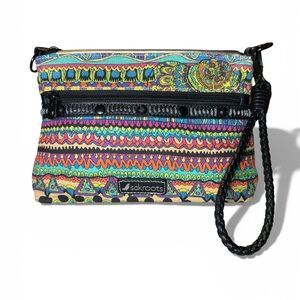 EUC Sakroots Multicolor Geometric Clutch Wristlet with Braided Strap & Zipper